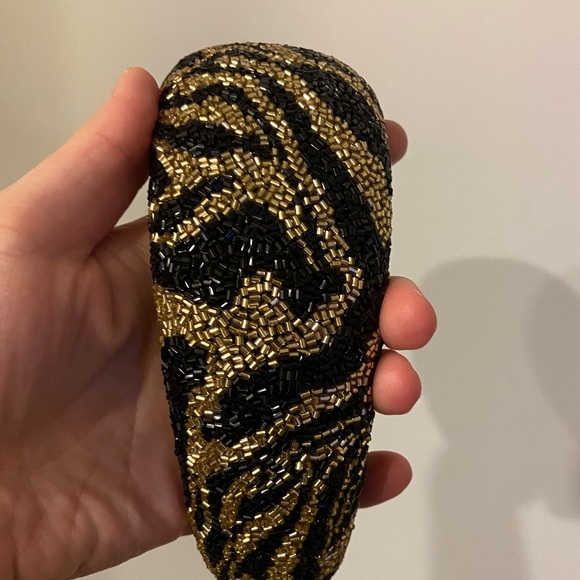 Ganni Elegant Black and Gold Beaded Hairband - Picture 5 of 5